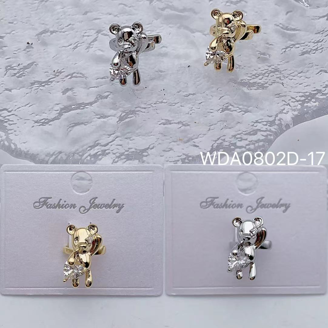 Bulk Teddy Bear Gold Silver CZ Anti Tarnish Copper Single Ear Cuff