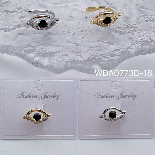 Evil Eye Black Stone Gold Silver CZ Anti Tarnish Single Ear Cuff Bulk Main image