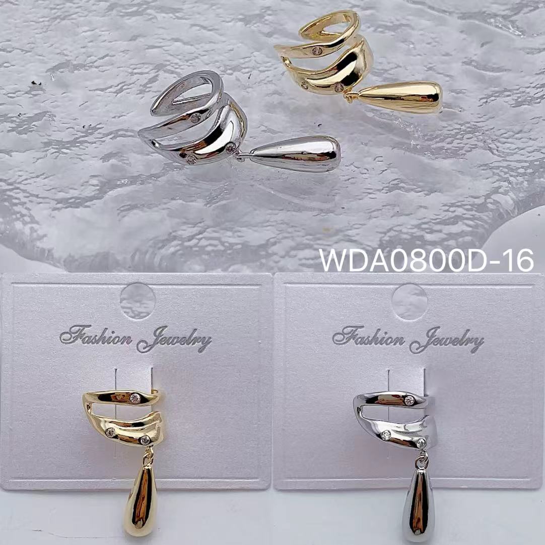 Bulk Two Layer Drop Gold Silver CZ Anti Tarnish Copper Single Ear Cuff Main image