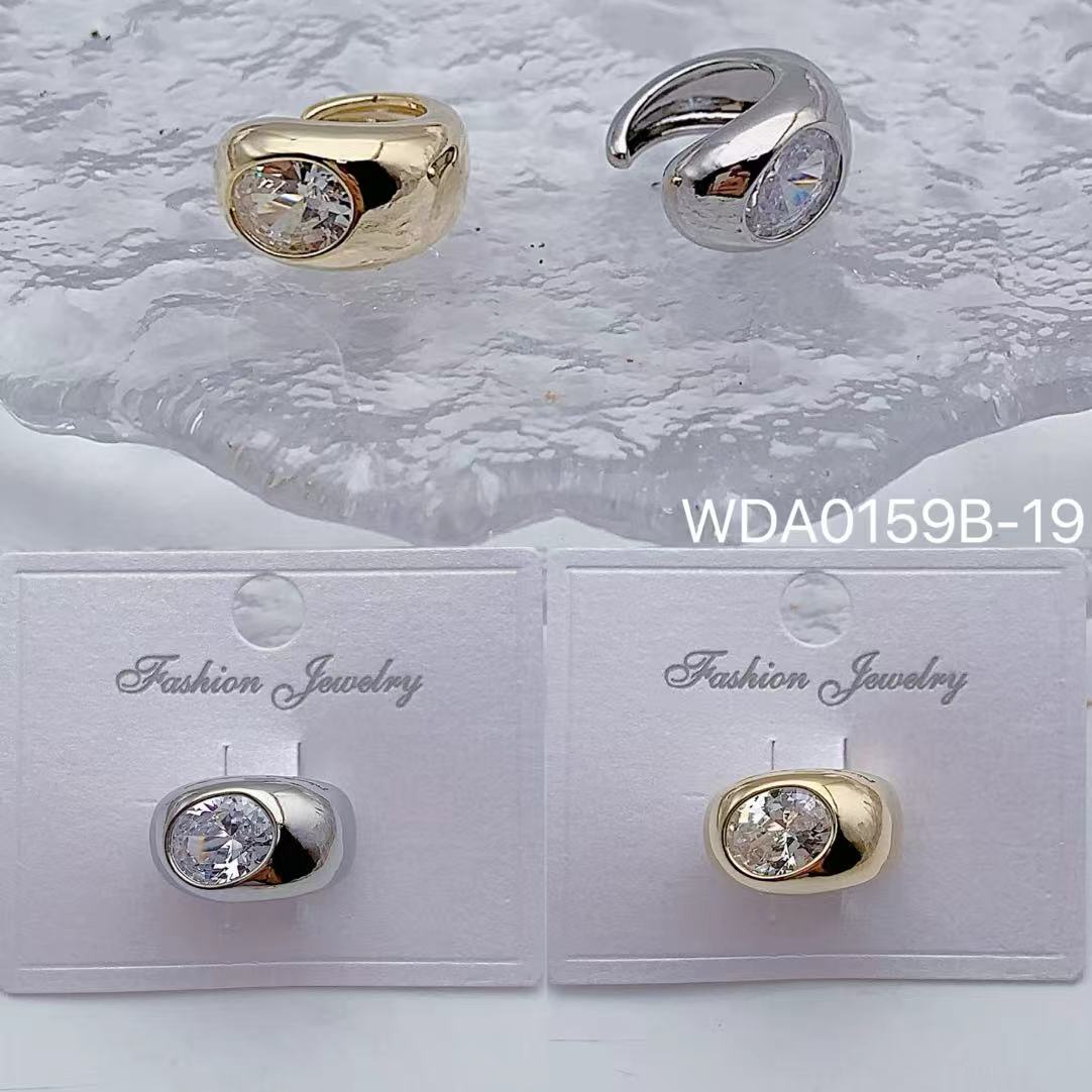 Large Stone C Shape Gold Silver CZ Anti Tarnish Single Ear Cuff Bulk