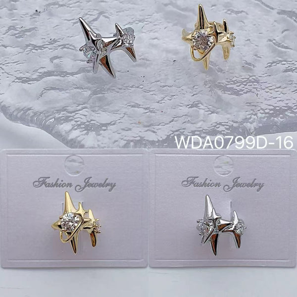Bulk Layer Of Stars Gold Silver CZ Anti Tarnish Copper Single Ear Cuff Main image