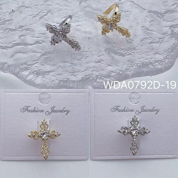 Bulk Sparkling Cross Gold Silver CZ Anti Tarnish Single Ear Cuff Main image