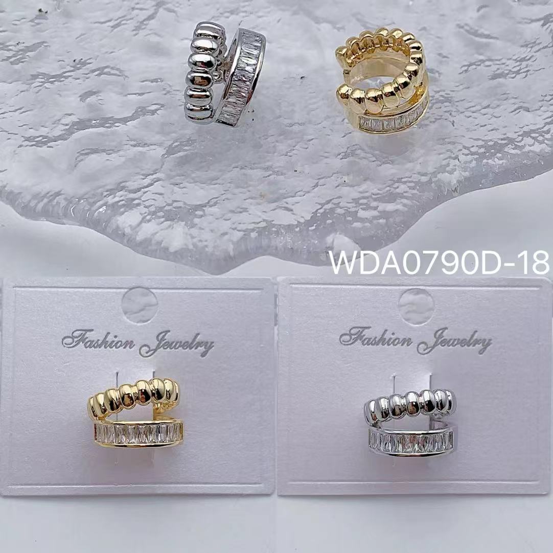 Bulk Dual Row Beaded Gold Silver CZ Anti Tarnish Single Ear Cuff