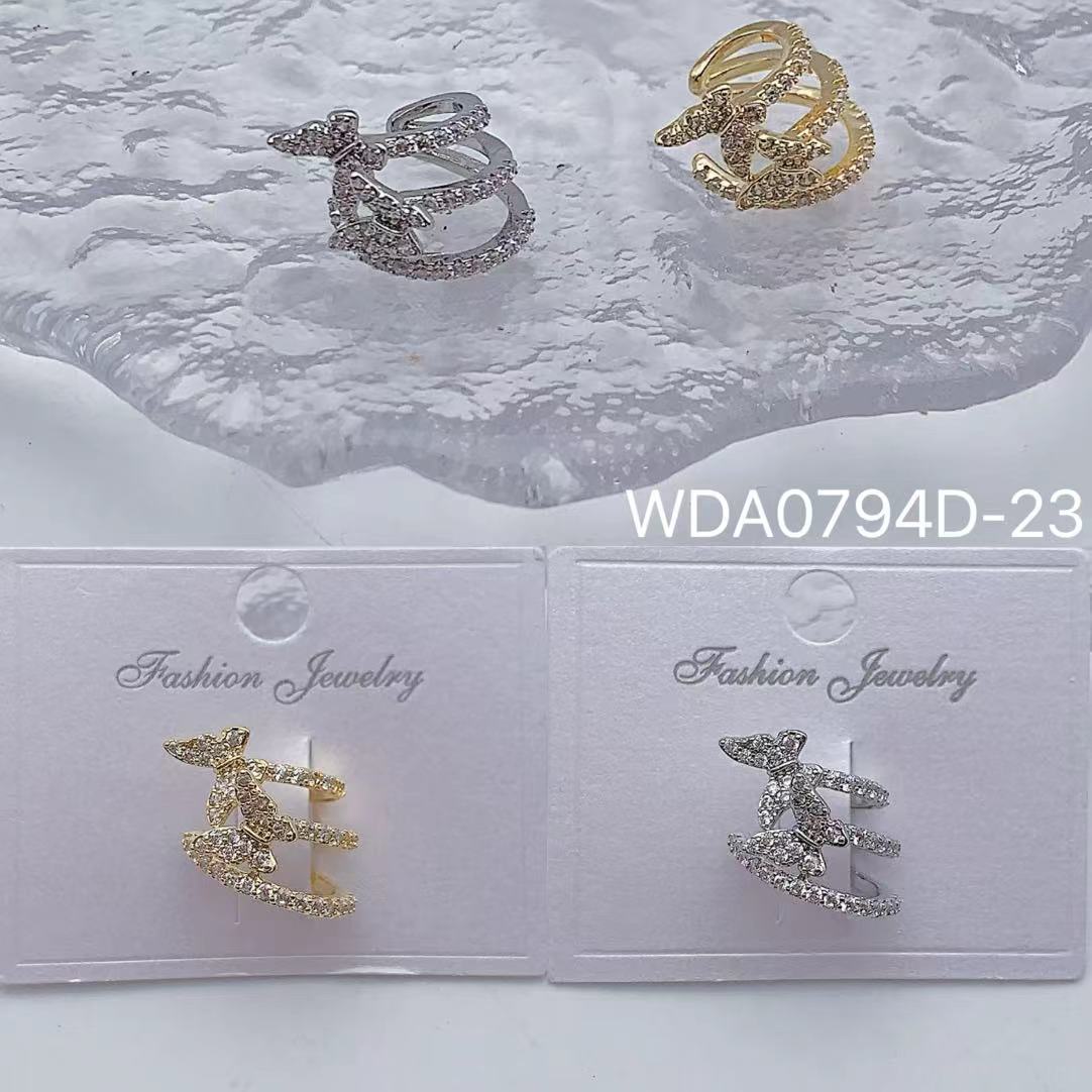 Butterfly Multi-Layer Gold Silver CZ Anti Tarnish Single Ear Cuff Bulk