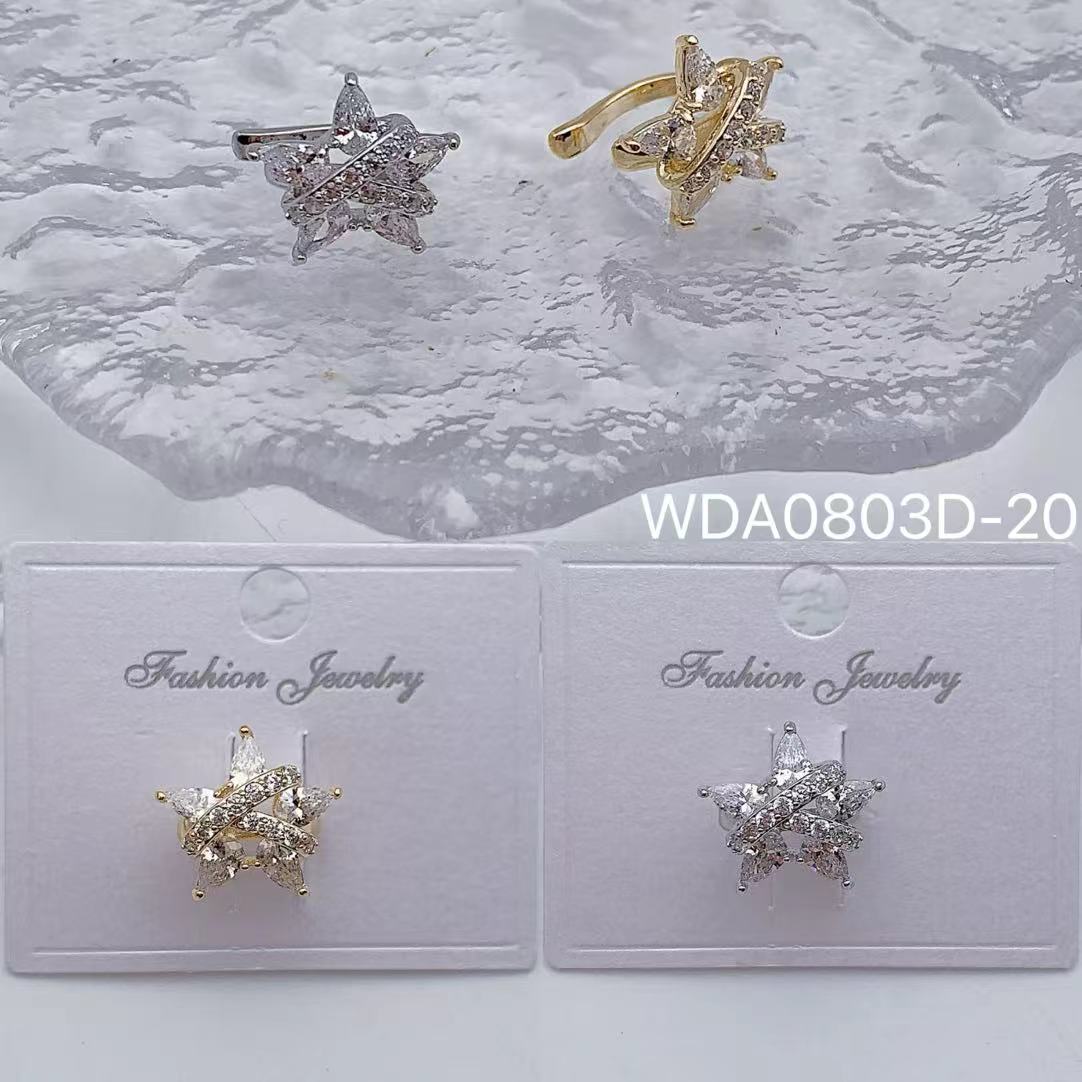 Bulk Shimmering Star Gold Silver CZ Anti Tarnish Single Ear Cuff Main image