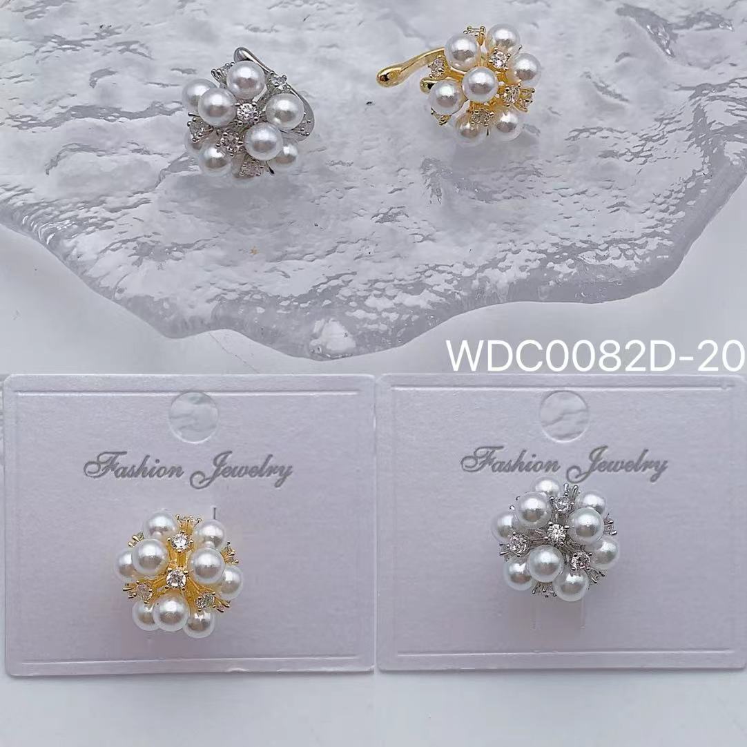Bulk Flower Gold Silver CZ Pearl Anti Tarnish Copper Sigle Ear Cuff Main image