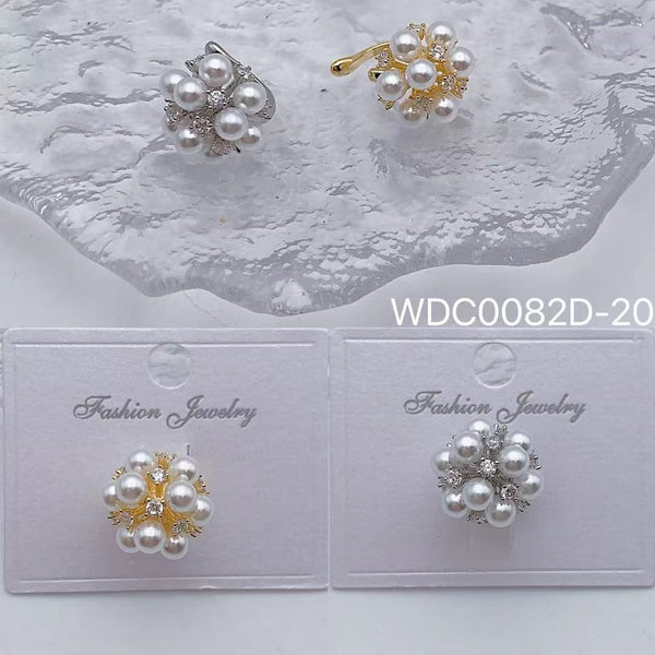 Bulk Flower Gold Silver CZ Pearl Anti Tarnish Copper Sigle Ear Cuff Main image