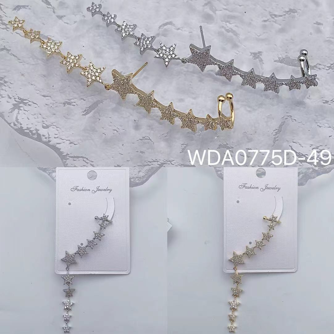 Bulk Star Chain Gold Silver CZ Anti Tarnish Copper Single Ear Cuff Main image