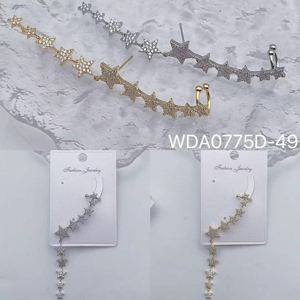 Bulk Star Chain Gold Silver CZ Anti Tarnish Copper Single Ear Cuff Main image