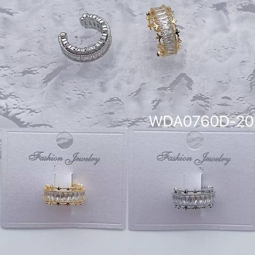 Bulk Wide Band Gold Silver CZ Anti Tarnish Copper Single Ear Cuff Main image