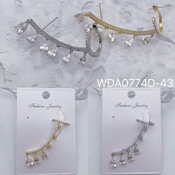 Sparkling Teardrop Gold Silver CZ Anti Tarnish Single Ear Cuff Bulk Main image