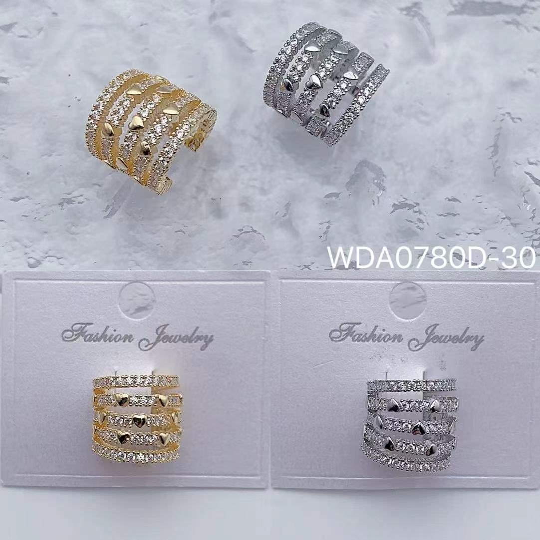 Bulk Multi-Row Heart Gold Silver CZ Anti Tarnish Single Ear Cuff