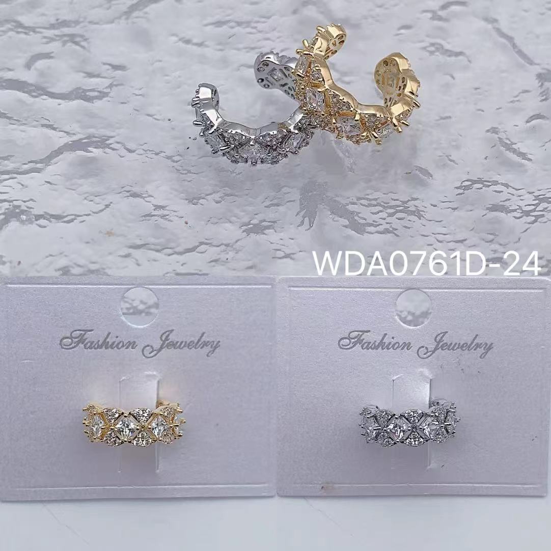 Pattern Gold Silver CZ Anti Tarnish Single Ear Cuff Bulk Main image