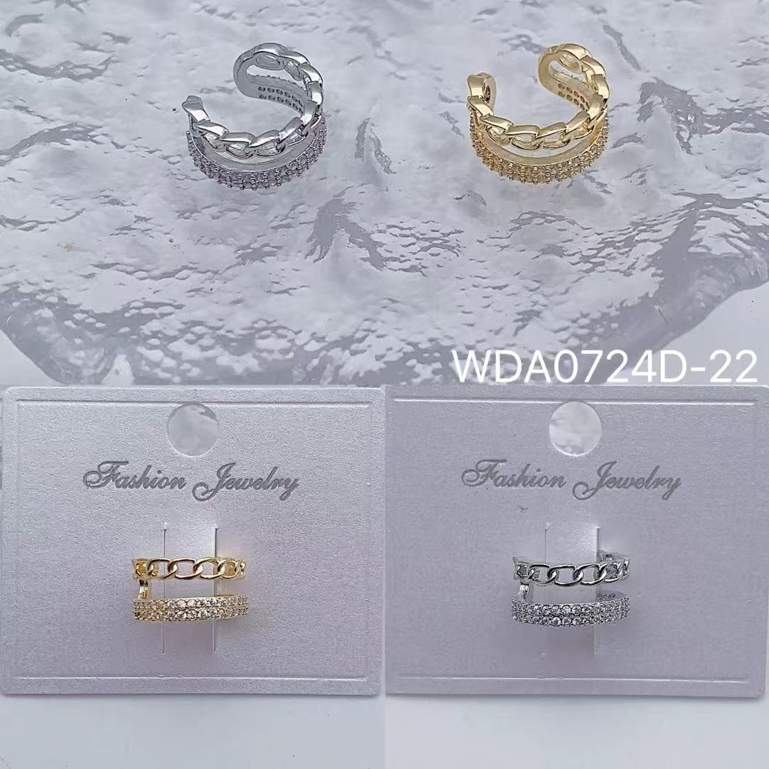 Trendy Chain Layer Gold Silver CZ Anti Tarnish Single Ear Cuff Bulk Main image
