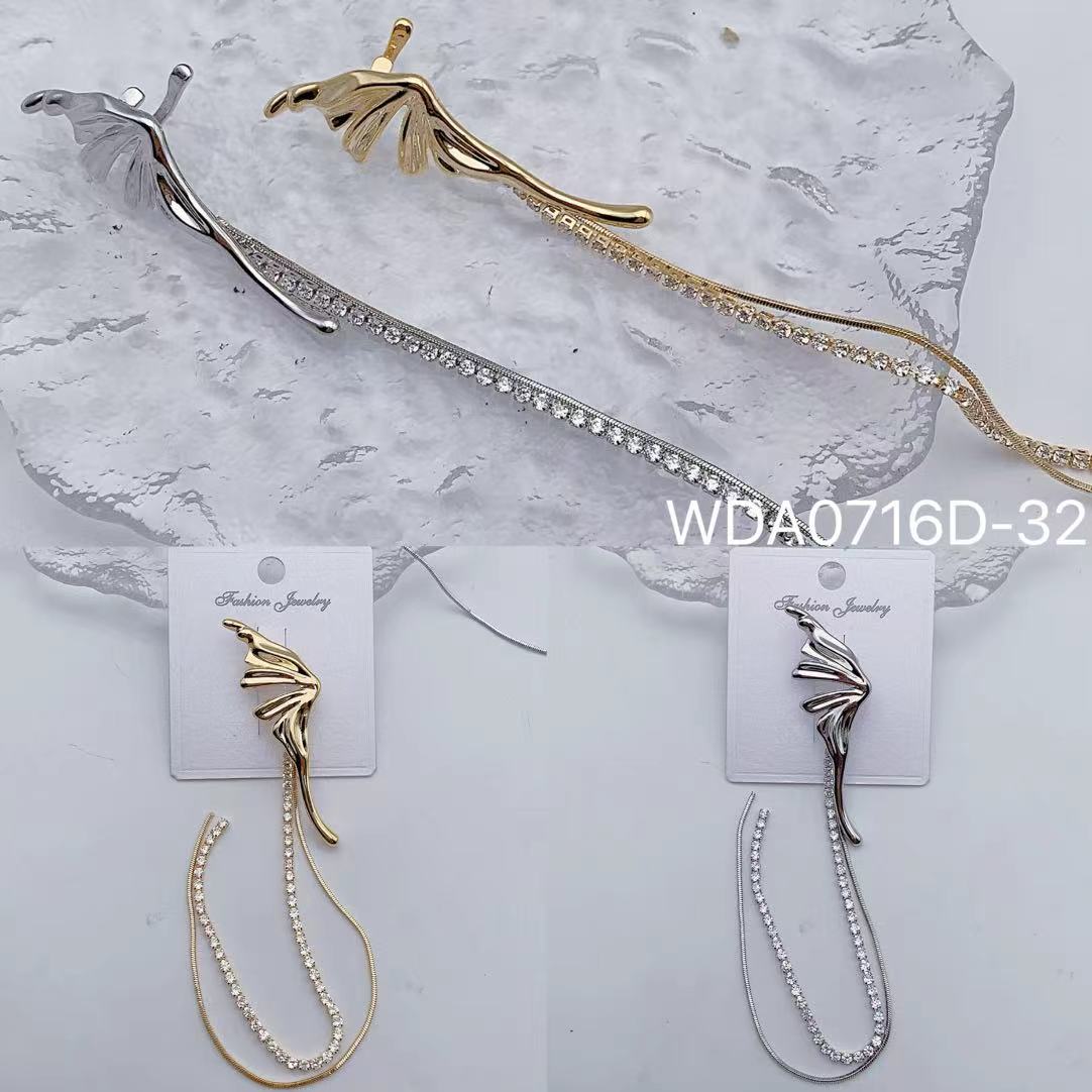 Bulk Leaf Chain Gold Silver CZ Anti Tarnish Copper Single Ear Cuff