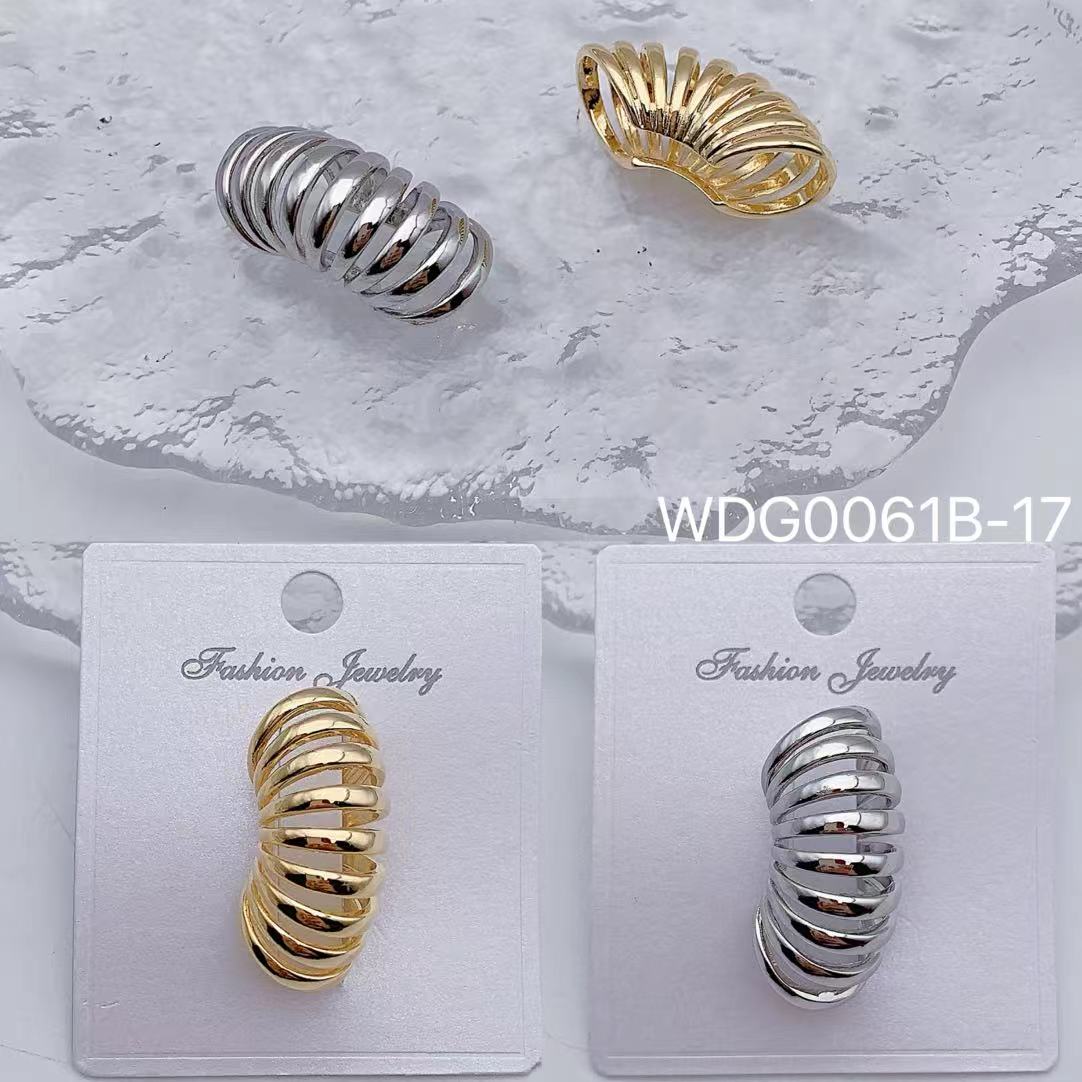 Bulk Ribbed Gold Silver Plain Anti Tarnish Copper Single Ear Cuff Main image