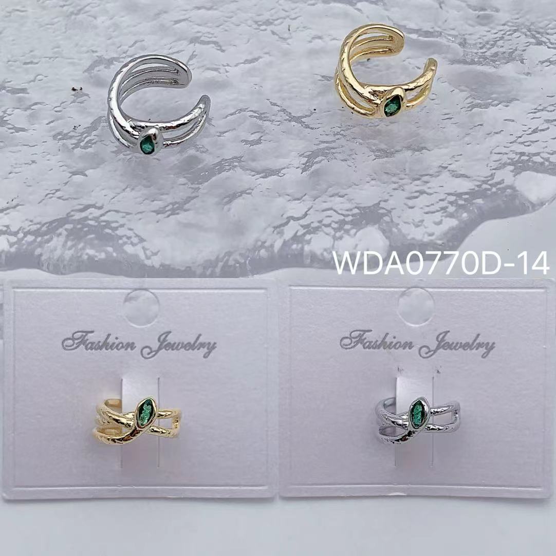 Bulk Green Stone Gold Silver CZ Anti Tarnish Copper Single Ear Cuff Main image