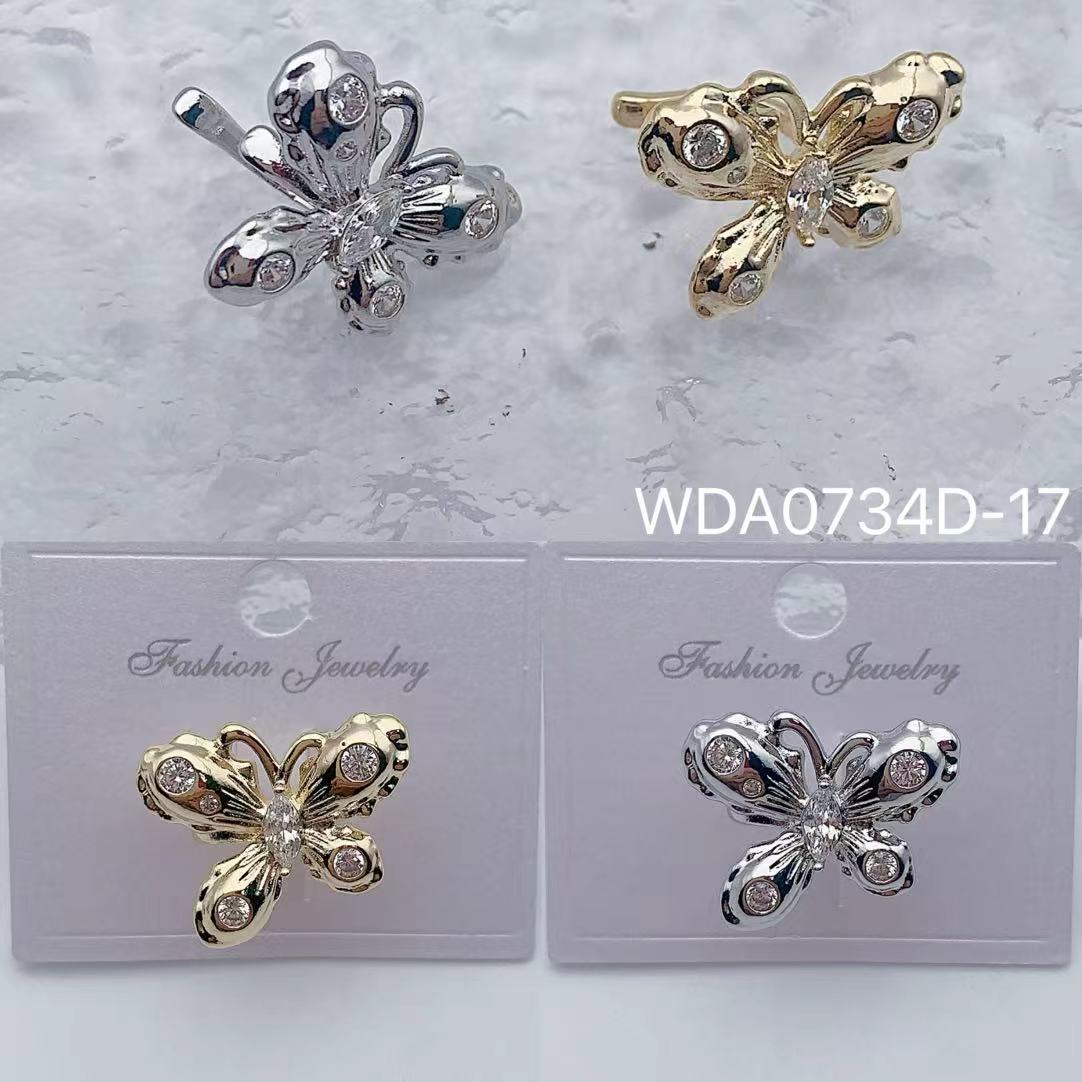 Bulk Floral Butterfly Gold Silver CZ Anti Tarnish Copper Single Ear Cuff Main image