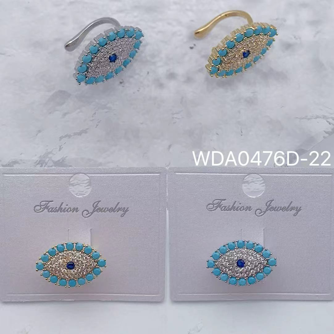 Turquoise Evil Eye Gold Silver CZ Anti Tarnish Single Ear Cuff Bulk Main image