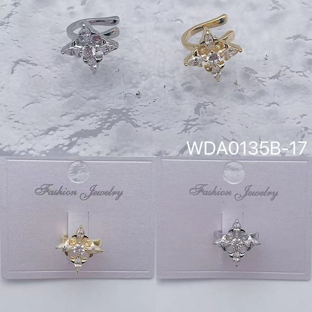 Bulk Floral Sparkle Gold Silver CZ Anti Tarnish Copper Single Ear Cuff Main image