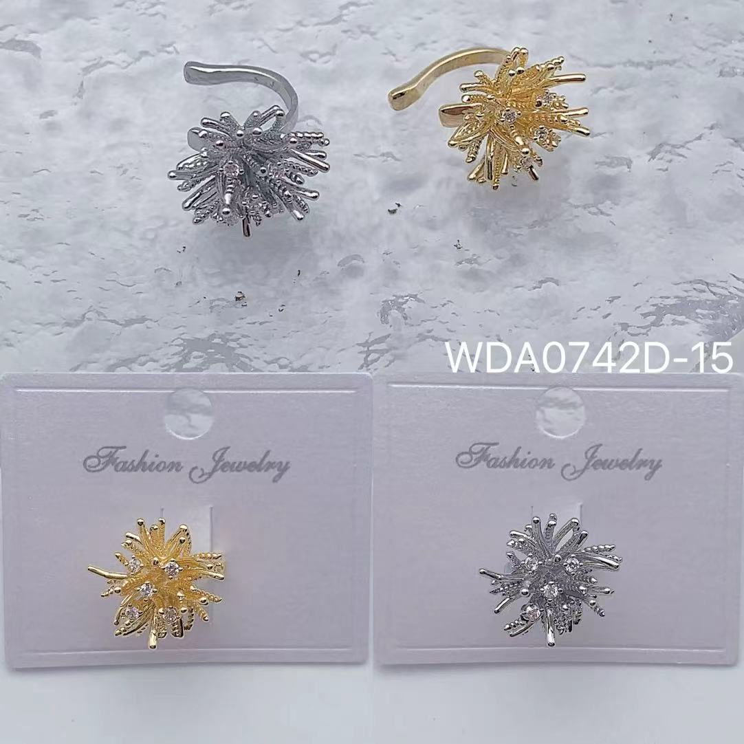 Wholesale Starburst Gold Silver CZ Anti Tarnish Copper Single Ear Cuff Main image