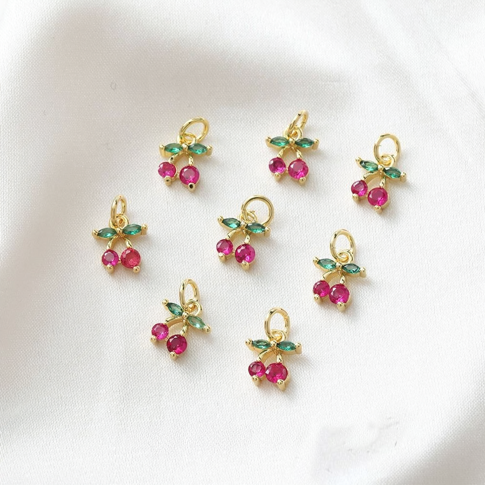 Designer Multi Color Fruit Charm Enamel Gold CZ Copper Pendant Bulk