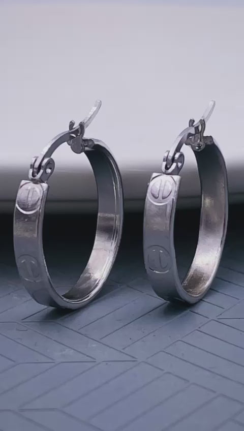 Classic Nail Screw Stainless Steel Silver Hoop Earring Pair Women Bulk
