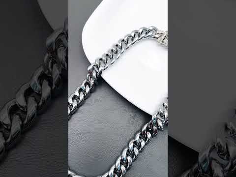 Hip Hop Iced Out Alloy Cuban Curb Silver Rhinestone Studded Chunky Necklace Chain 18" Men