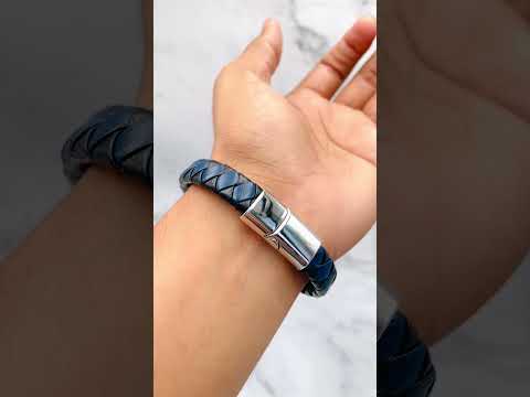 Rope Blue Black Vegan Leather Bracelet For Men Bulk