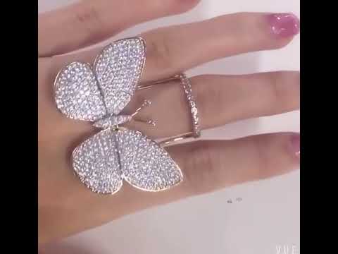 Moving Flying Fidget Butterfly 18K Gold Open Back Free Size Ring Bulk