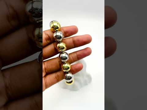 Two Tone Gold Silver Anti Tarnish Ball Stackable Bracelet Bulk