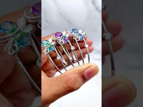 Butterfly Pink Silver CZ Crystal Anti Tarnish Cuff Bracelet Bulk