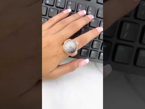 Analog Watch White Silver Anti Tarnish Adjustable Band Ring Women Bulk