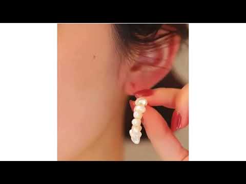15 Button Pearl 18K Gold Large Hoop Earring For Women Bulk