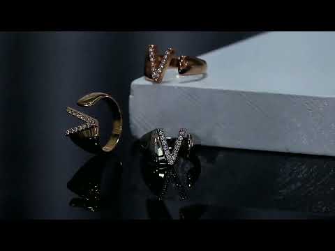 Initial Alphabets Letter CZ Gold Adjustable Band Ring Bulk