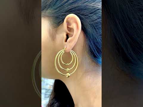 Triple Circle 18K Gold Anti Tarnish Hoop Stainless Steel Earring Bulk
