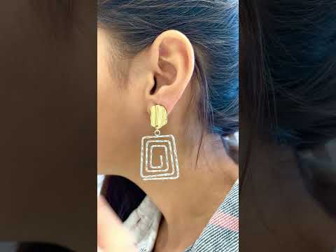 Square Coil Silver 18K Gold Anti Tarnish Dangler Earring Women Bulk