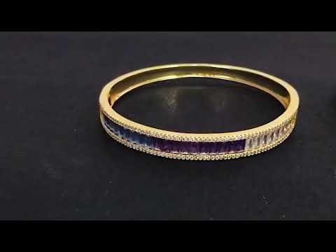 Graduating Shades Green Yellow Zircon Gold Openable Bangle Kada Bulk