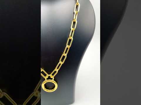 Round Charm 18K Gold Anti Tarnish Link Pendant Chain Necklace Bulk