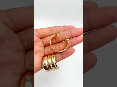 Triple Cylinder 18K Gold Anti Tarnish Hoop Earring For Women Bulk
