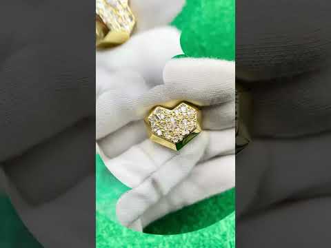 Heart Love Baguette Round Cubic Zirconia 18K Gold Open Back Ring Bulk