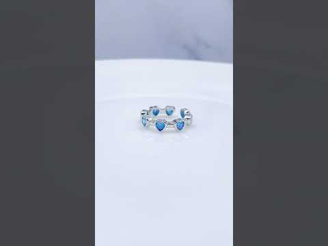 Heart Blue 18K Gold Crystal Anti Tarnish Free Size Ring For Women