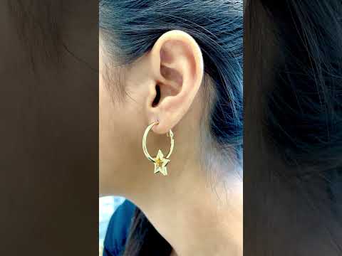 Star 18K Gold Anti Tarnish Hoop Dangler Earring For Women Bulk