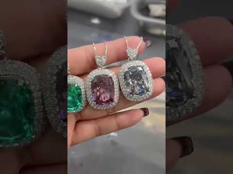 Premium Emerald Shape Silver CZ Anti Tarnish Copper Pendant Chain Bulk