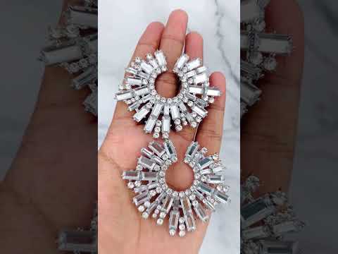 Statement Baguette Cubic Zirconia Silver Alloy Dangler Earring Bulk