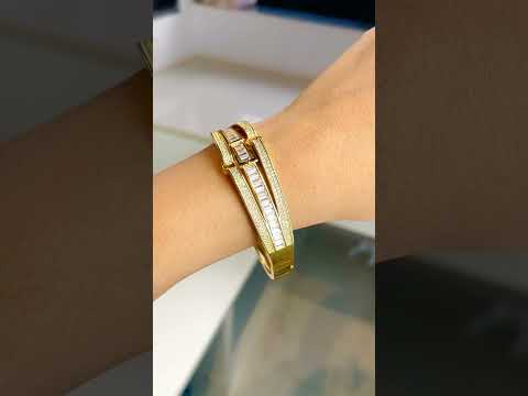 Belt Buckle Rainbow Multi Color 18K Gold Openable Kada Bangle Bulk