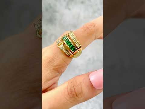 Belt Buckle Cubic Zirconia 18K Gold Copper Open Back Ring Women Bulk