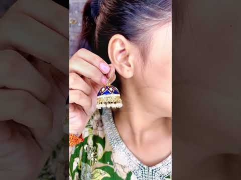 Pink Blue White Gold Meenakari Pearl Enamel Jhumki Earring Women Bulk