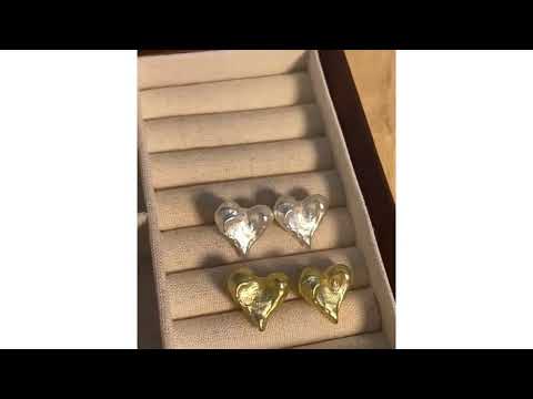 Heart Love Frosted Beaten 18K Gold Anti Tarnish Stud Earring Bulk