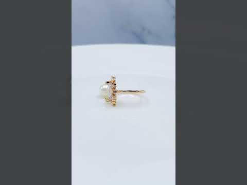 Solitaire Eye Lash Evil Eye White Gold CZ Pearl Anti Tarnish Ring Bulk